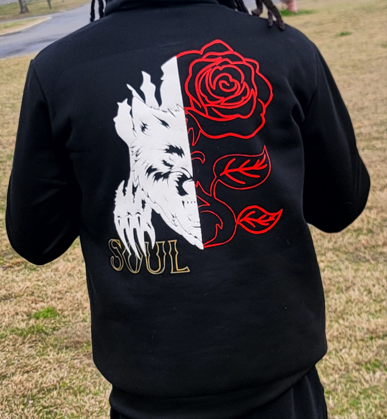 Puff Wolf King Soul Mate With Rose Hoodie