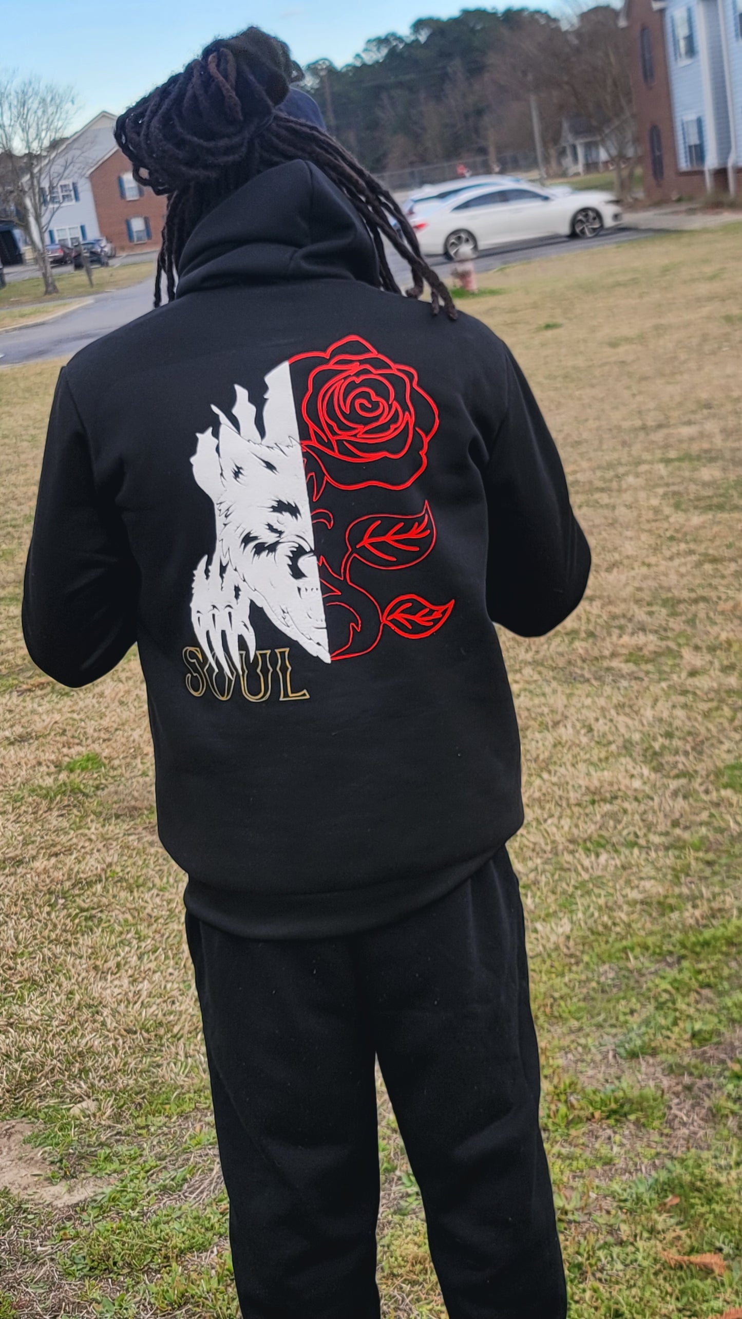 Puff Wolf King Soul Mate With Rose Hoodie